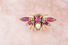 Load image into Gallery viewer, An 19th century Burmese ruby, natural pearl and diamond butterfly brooch
