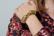 Load image into Gallery viewer, An 18K yellow gold, ruby, ebony bracelet by Gay Freres.
